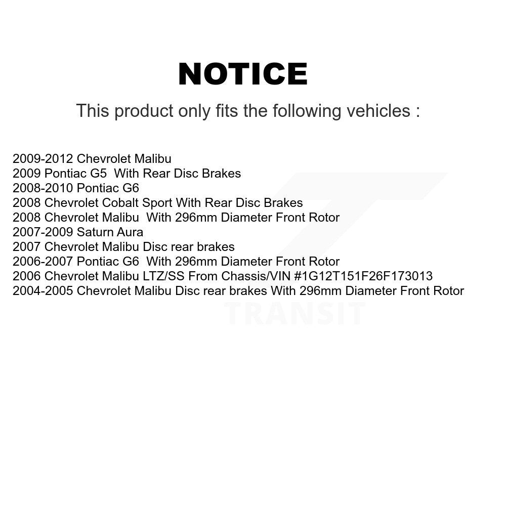 [Avant + Arrière] Kit de disque (revêtu) et plaquette (céramique) de frein pour Chevrolet Malibu Pontiac G6 Cobalt Saturn Aura G5 KGC-100674