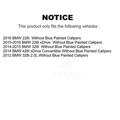[Avant + Arrière] Kit de disque (revêtu) et plaquette (céramique) de frein pour BMW 328i 428i xDrive 228i sans Blue Painted Calipers KGC-100800