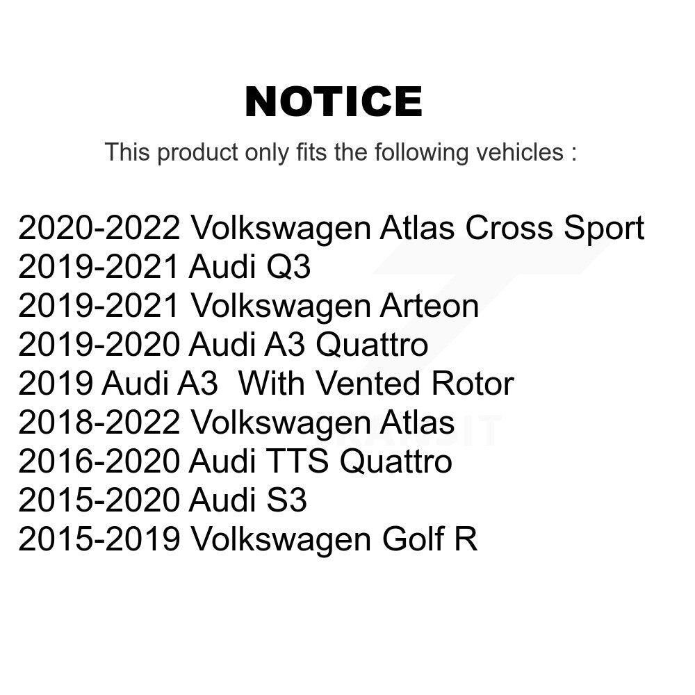 [Arrière] Kit de disque (revêtu) et plaquette (céramique) de frein pour Volkswagen Atlas Audi Golf R S3 Q3 A3 Arteon TTS Quattro Cross Sport KGC-101758