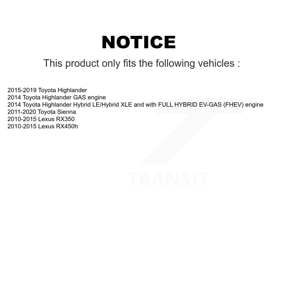 [Arrière] Kit de disque (revêtu) et plaquette (céramique) de frein pour Toyota Highlander Sienna Lexus RX350 RX450h KGC-101761