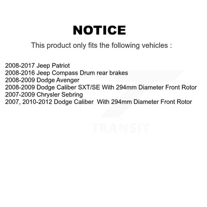 [Avant + Arrière] Kit de disque (revêtu) et plaquette (céramique) de frein pour Jeep Patriot Compass Dodge Caliber Chrysler Sebring Avenger KGC-102118