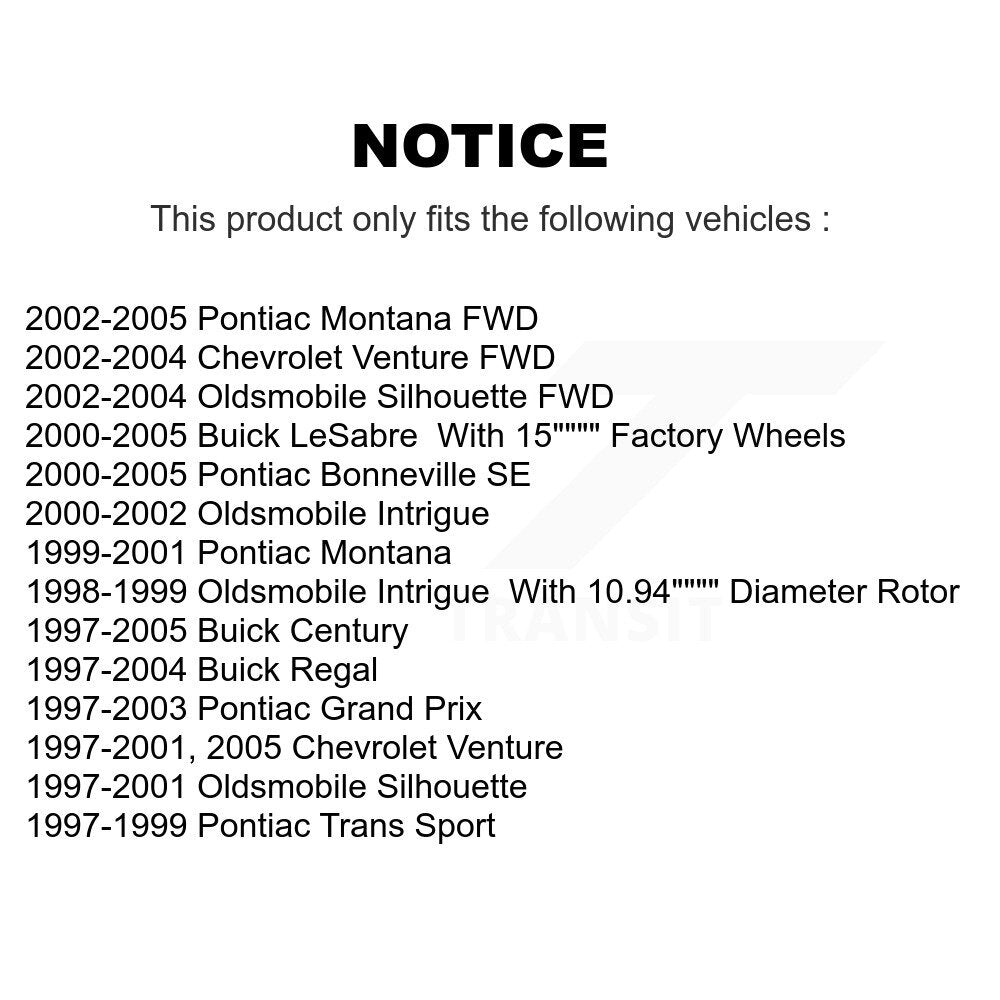 [Avant] Kit de disque (revêtu) et plaquette (semi-métallique) de frein pour Buick LeSabre Century Pontiac Grand Prix Chevrolet Venture Regal Oldsmobile Montana Bonneville Intrigue Silhouette Trans KGF-100005
