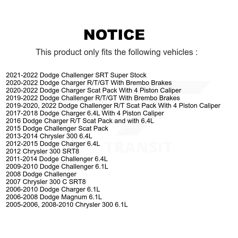 [Avant] Kit de disque (revêtu) et plaquette (semi-métallique) de frein pour Dodge Charger Chrysler 300 Challenger Magnum KGF-100156