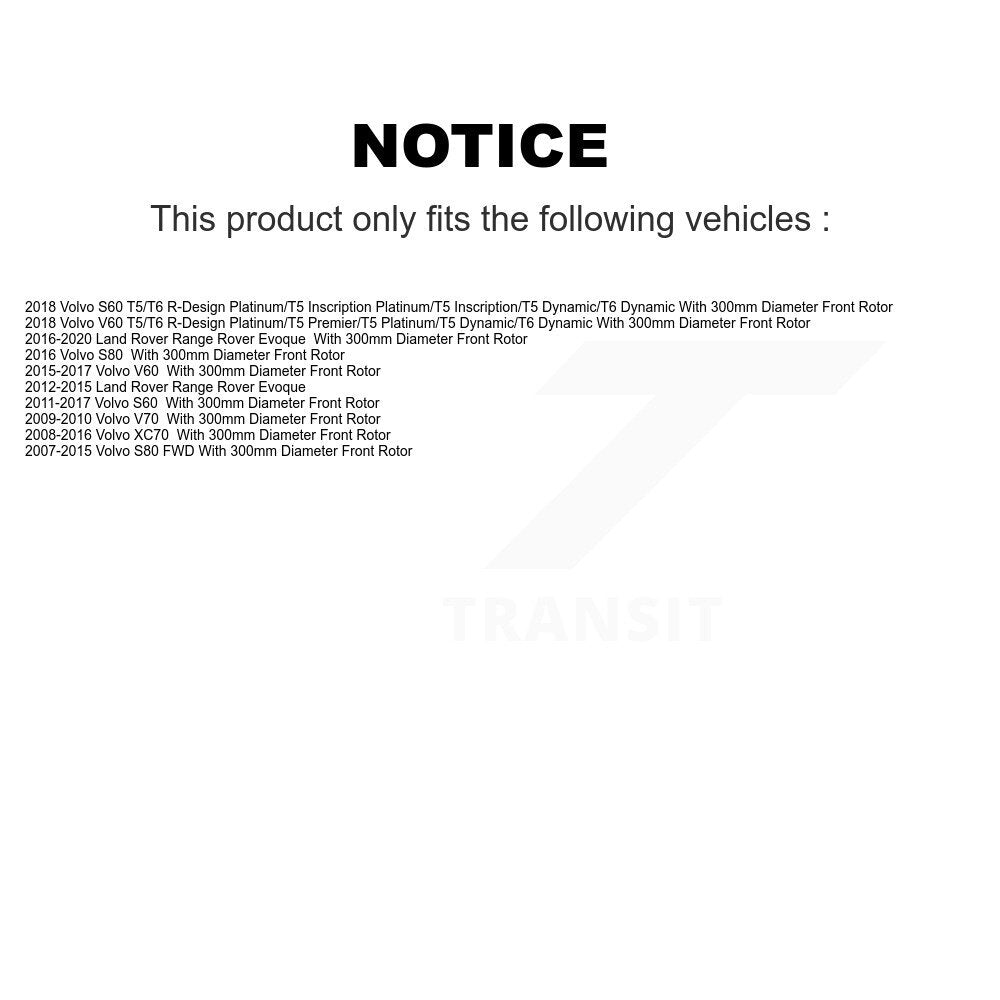 [Avant] Kit de disque (revêtu) et plaquette (semi-métallique) de frein pour Volvo S60 XC70 S80 Land Rover Range Evoque V60 V70 KGF-100419