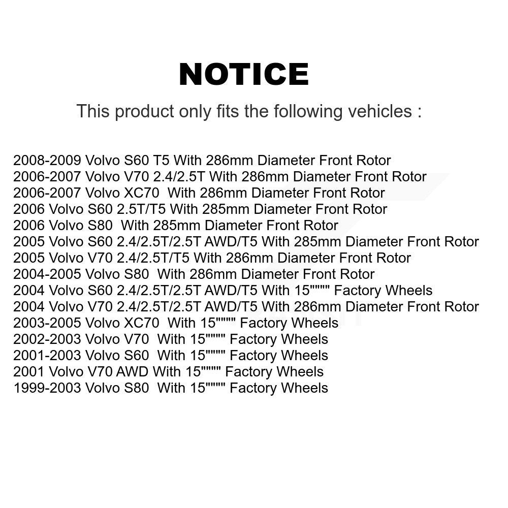 [Avant + Arrière] Kit de disque (revêtu) et plaquette (semi-métallique) de frein pour Volvo S60 V70 XC70 S80 KGF-100819
