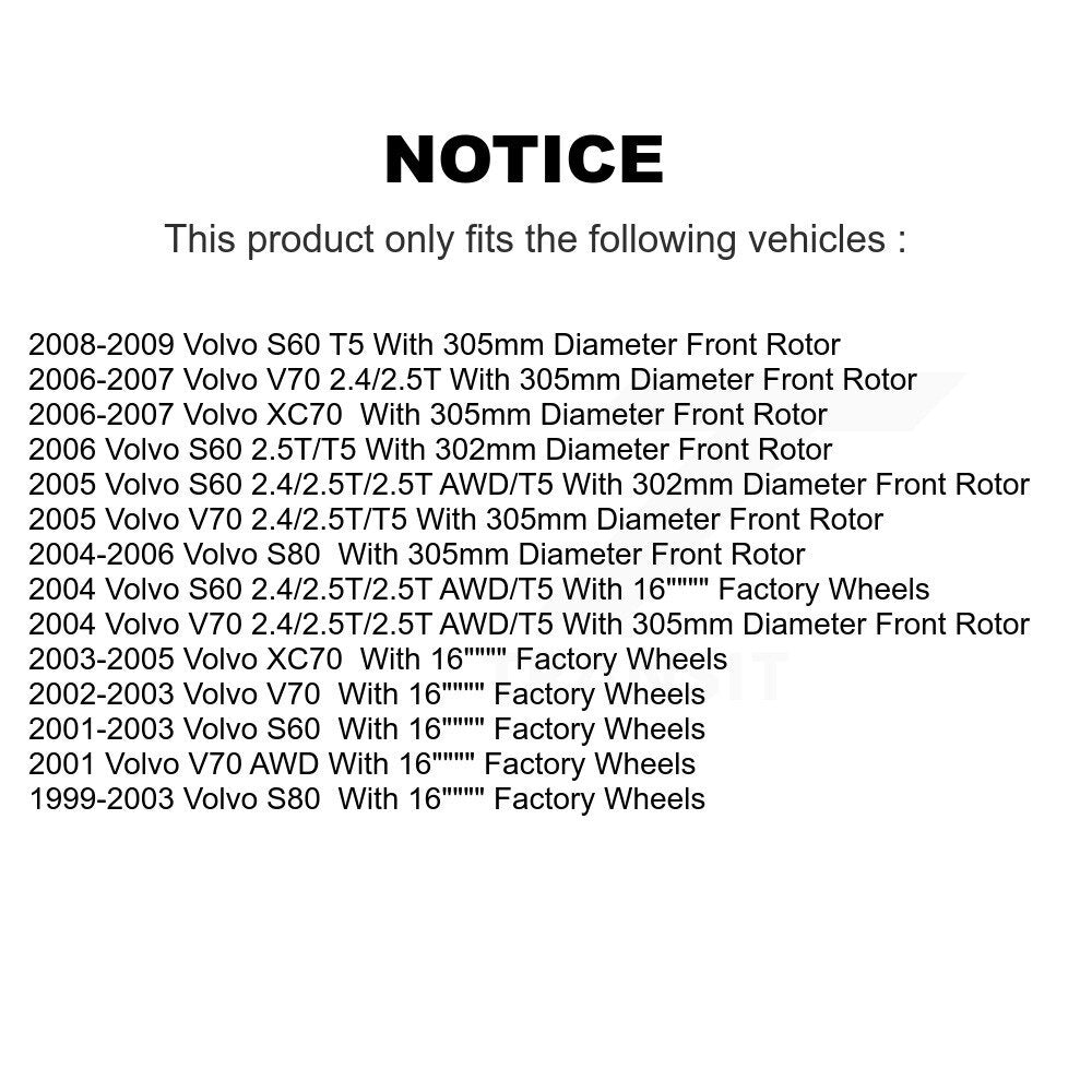 [Avant + Arrière] Kit de disque (revêtu) et plaquette (semi-métallique) de frein pour Volvo S60 V70 XC70 S80 KGF-100820