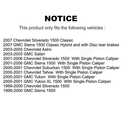 [Arrière] Kit de disque (revêtu) et plaquette (semi-métallique) de frein pour Chevrolet Silverado 1500 GMC Sierra Tahoe Classic Suburban Astro Yukon XL Safari KGF-101191
