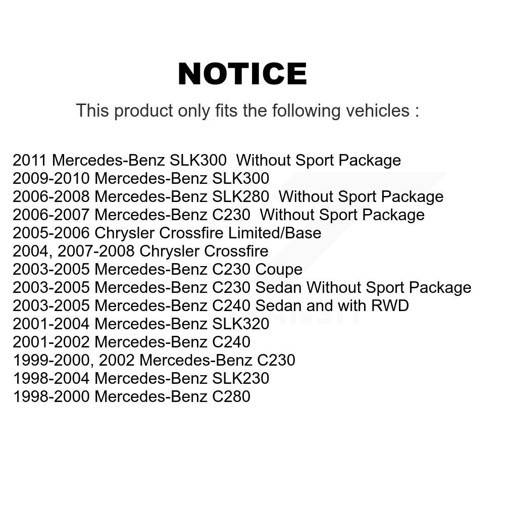 [Arrière] Kit de disque (revêtu) et plaquette (semi-métallique) de frein pour Mercedes-Benz C230 C240 Chrysler Crossfire SLK230 SLK320 SLK280 C280 SLK300 KGF-101355