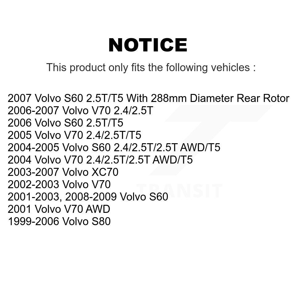 [Arrière] Kit de disque (revêtu) et plaquette (semi-métallique) de frein pour Volvo S60 V70 XC70 S80 KGF-101364