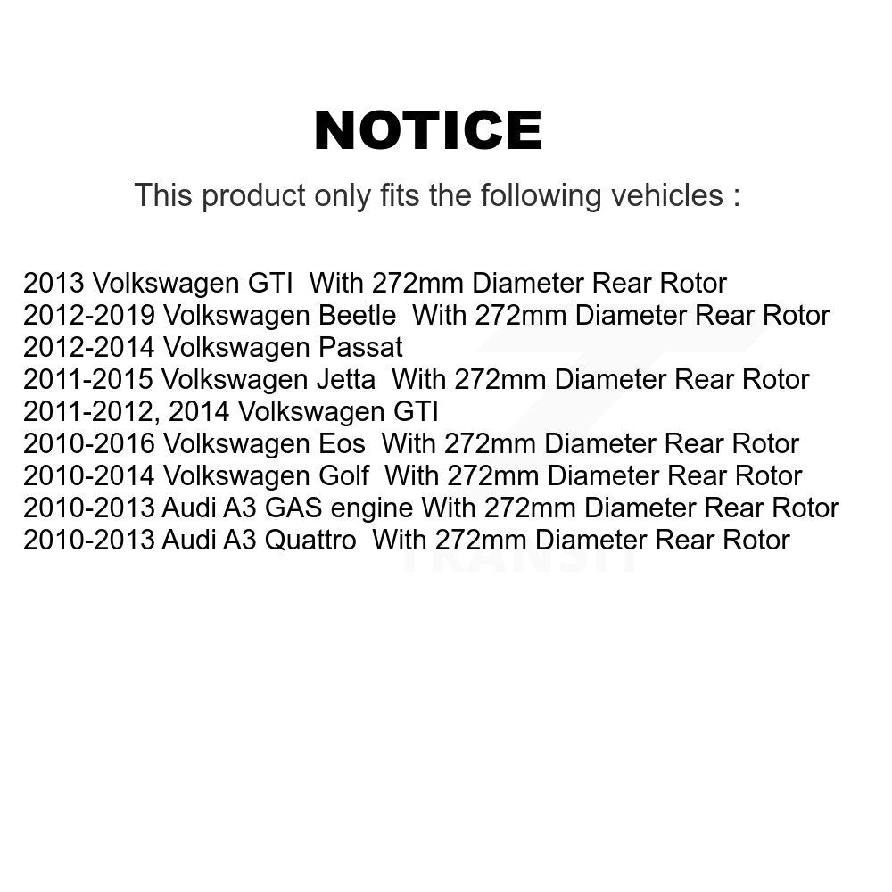 [Arrière] Kit de disque (revêtu) et plaquette (semi-métallique) de frein pour Volkswagen Jetta Passat Beetle Golf GTI Eos Audi A3 Quattro KGF-101507
