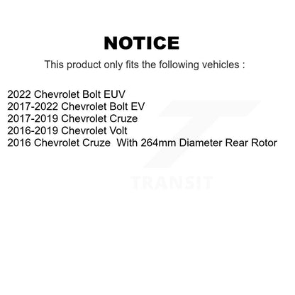 [Arrière] Kit de disque (revêtu) et plaquette (semi-métallique) de frein pour Chevrolet Cruze Volt Bolt EV EUV KGF-101580