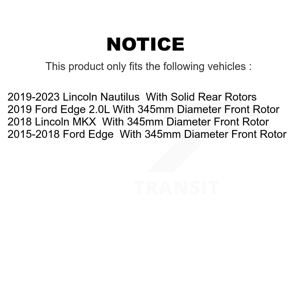 [Avant + Arrière] Kit de disque (revêtu) et plaquette (semi-métallique) de frein pour Ford Edge Lincoln MKX Nautilus KGF-101667