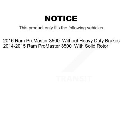 [Arrière] Kit de disque (revêtu) et plaquette (semi-métallique) de frein pour Ram ProMaster 3500 KGF-102055