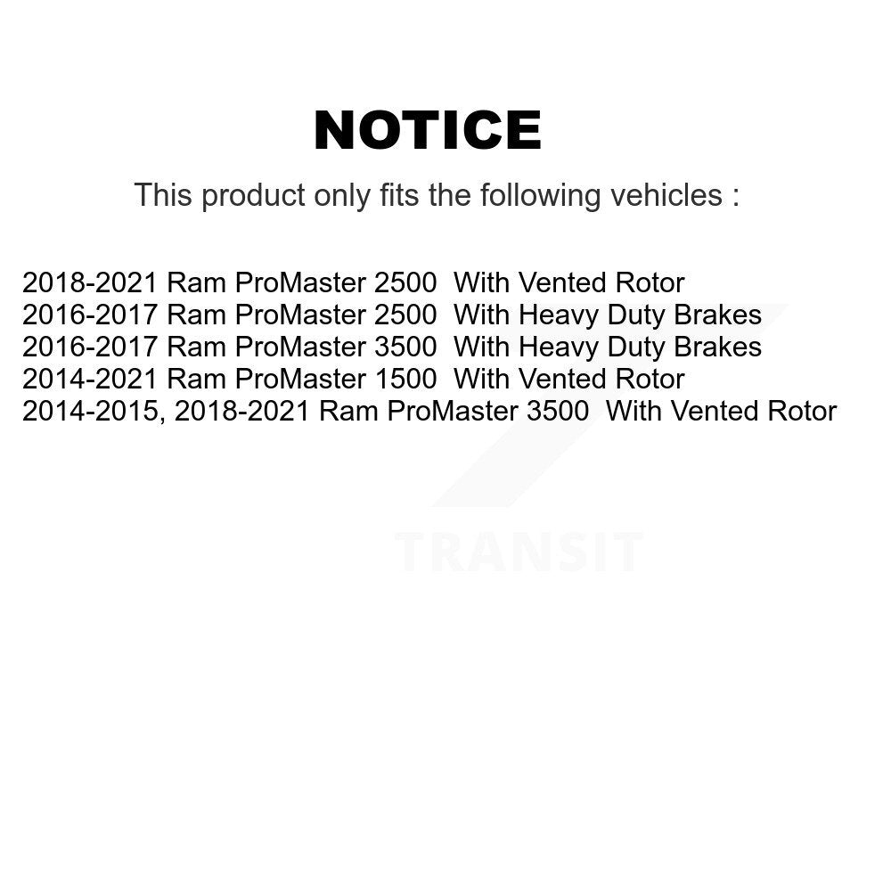 [Arrière] Kit de disque (revêtu) et plaquette (semi-métallique) de frein pour Ram ProMaster 1500 2500 3500 KGF-102057