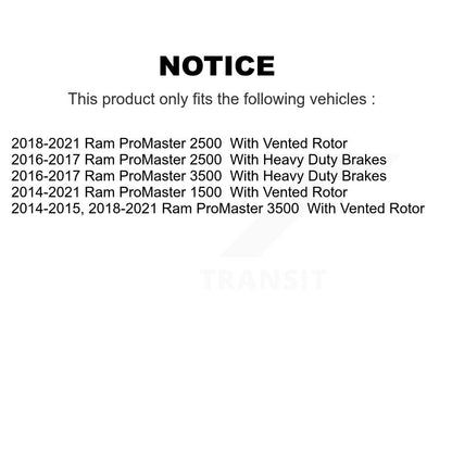 [Arrière] Kit de disque (revêtu) et plaquette (semi-métallique) de frein pour Ram ProMaster 1500 2500 3500 KGF-102057