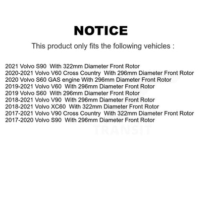 [Avant] Kit de disque (revêtu) et plaquette (semi-métallique) de frein pour Volvo XC60 S90 S60 V90 Cross Country V60 KGF-102437