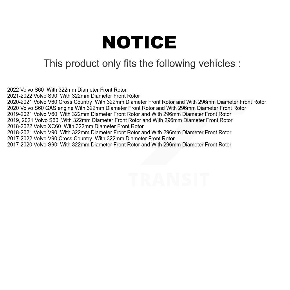 [Avant] Kit de disque (revêtu) et plaquette (semi-métallique) de frein pour Volvo XC60 S90 S60 V90 Cross Country V60 KGF-102437