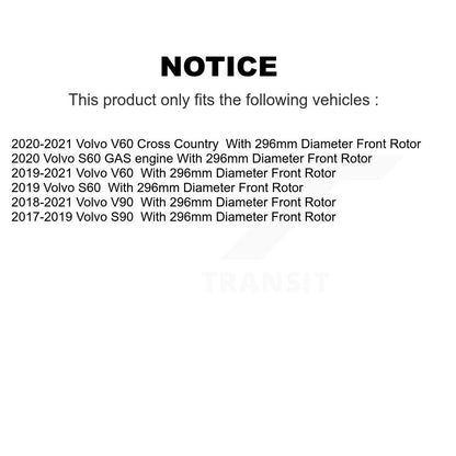 [Avant] Kit de disque (revêtu) et plaquette (semi-métallique) de frein pour Volvo S90 S60 V60 Cross Country V90 avec 296mm Diameter Rotor KGF-102438