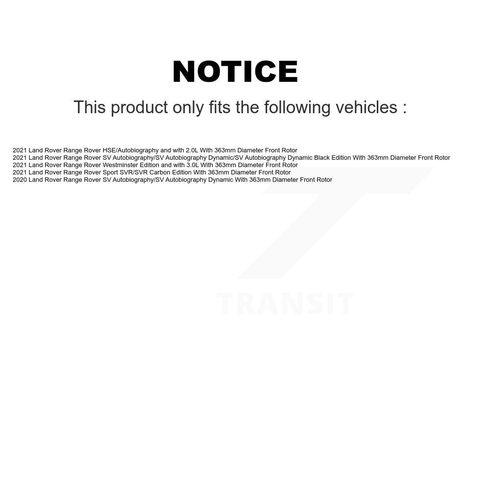 [Avant] Kit de disque (revêtu) et plaquette (semi-métallique) de frein pour Land Rover Range Sport avec 363mm Diameter Rotor KGF-102440