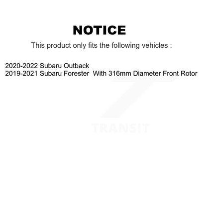 [Avant] Kit de disque (revêtu) et plaquette (semi-métallique) de frein pour Subaru Forester Outback KGF-102447