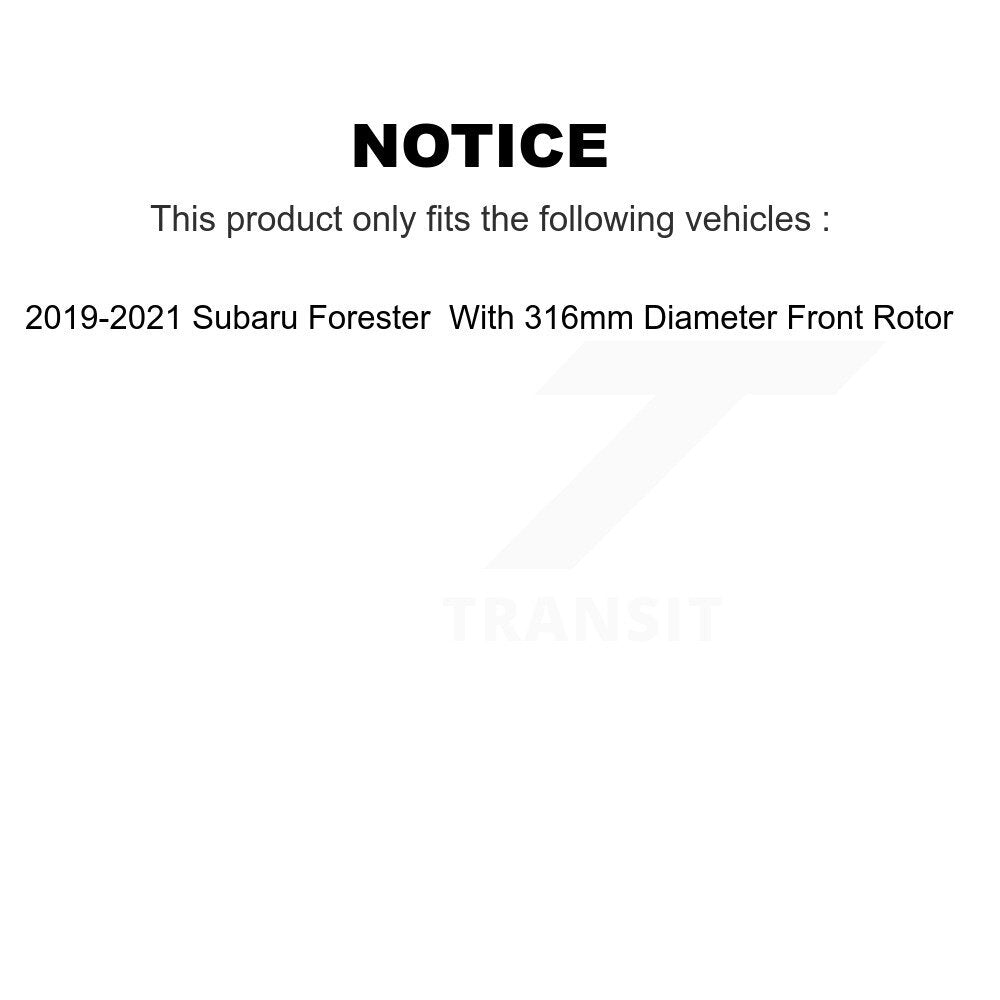 [Avant + Arrière] Kit de disque (revêtu) et plaquette (semi-métallique) de frein pour 2019-2021 Subaru Forester avec 316mm Diameter Rotor KGF-102495