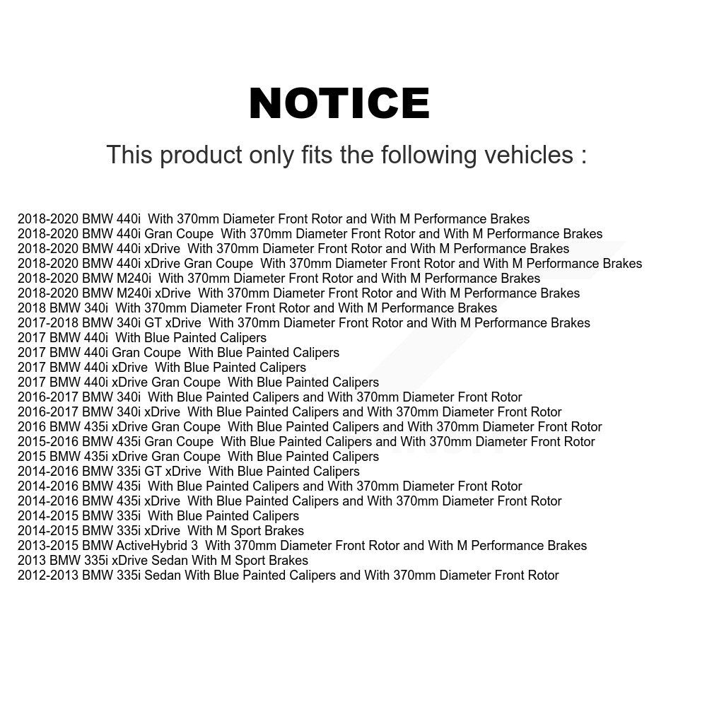 [Avant] Kit de disque (revêtu) et plaquette (semi-métallique) de frein pour BMW 335i xDrive 435i 330i 340i 230i 440i Gran Coupe GT M240i ActiveHybrid 3 KGF-102567