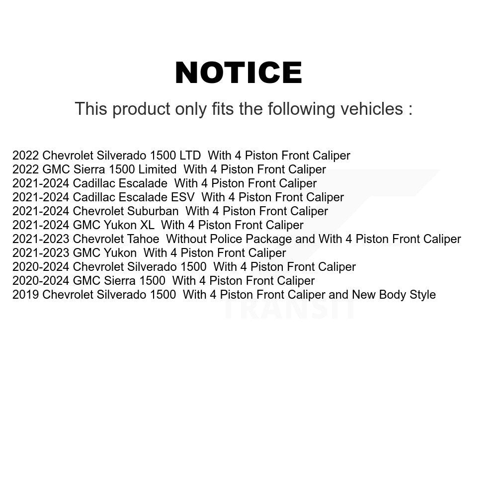 [Avant et Arrière] Disque et plaquette de frein pour Chevrolet GMC Silverado 1500 Sierra KGF-102624