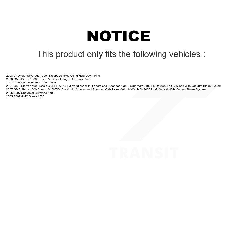 [Arrière] Kit de Tambour de frein pour Chevrolet Silverado 1500 GMC Sierra Classic KGN-100074