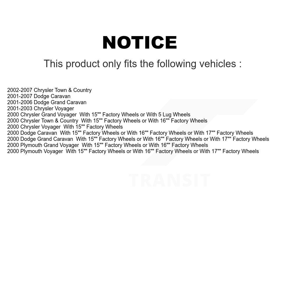 [Arrière] Kit de Tambour de frein pour Dodge Chrysler Grand Caravan Town & Country Voyager Plymouth KGN-100101