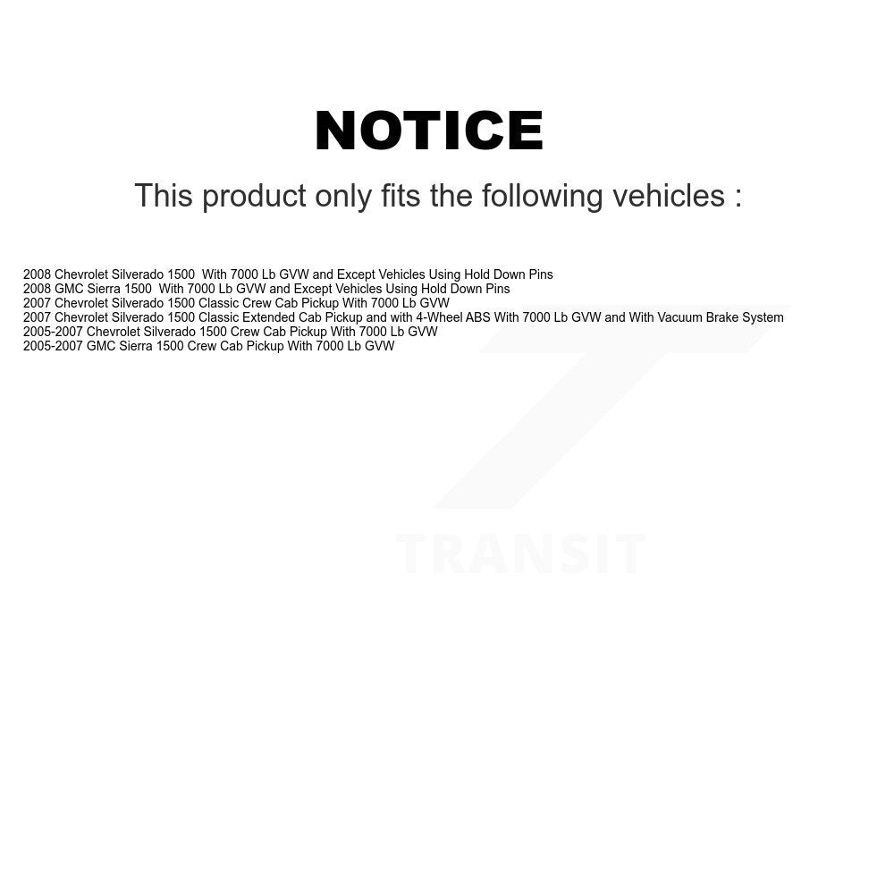 [Arrière] Kit de Tambour de frein pour Chevrolet Silverado 1500 GMC Sierra Classic KGN-100112