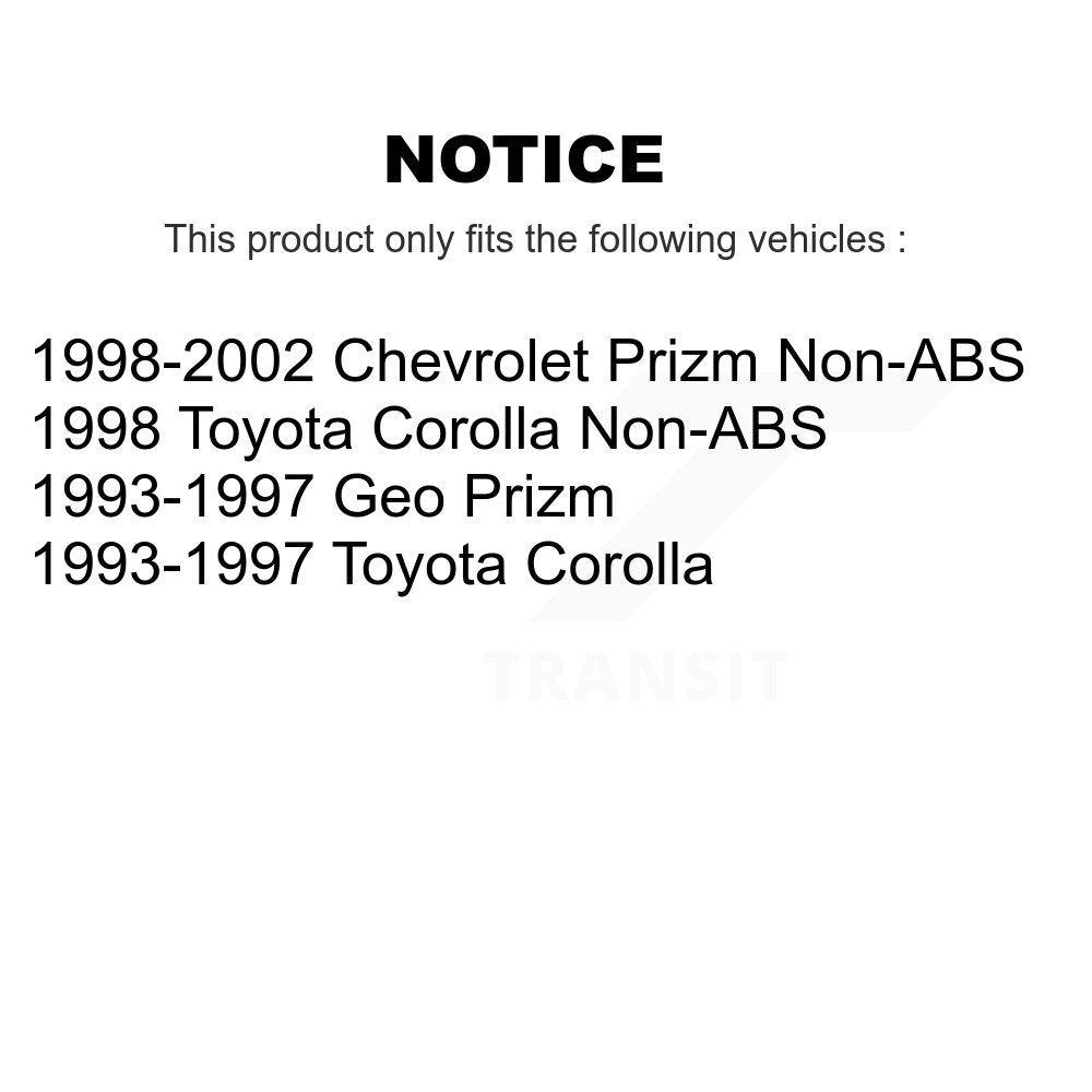 [Arrière] Kit de Tambour de frein pour Toyota Corolla Prizm Chevrolet Geo KGN-100125