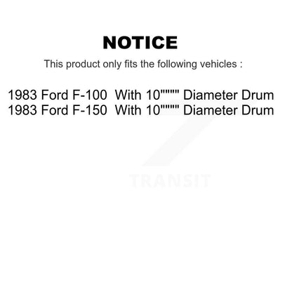 [Arrière] Kit de Tambour de frein pour 1983 Ford F-150 F-100 avec 10" Diameter KGN-100145