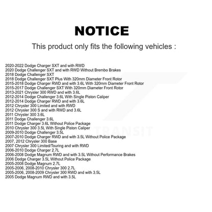 [Avant] Kit de disque (revêtu) et plaquette (semi-métallique) de frein pour Dodge Charger Chrysler 300 Challenger Magnum KGS-100150