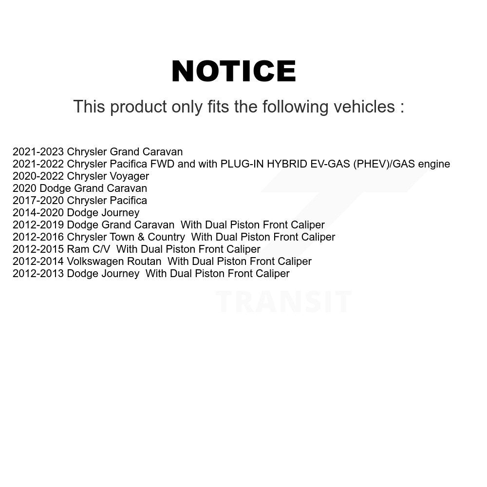 [Avant] Kit de disque (revêtu) et plaquette (semi-métallique) de frein pour Dodge Grand Caravan Chrysler Journey Town & Country Pacifica Ram C/V Volkswagen Routan Voyager KGS-100170