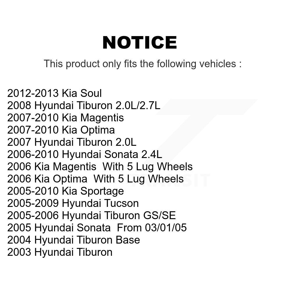 [Avant] Kit de disque (revêtu) et plaquette (semi-métallique) de frein pour Hyundai Kia Sonata Soul Sportage Tucson Optima Tiburon Magentis KGS-100268