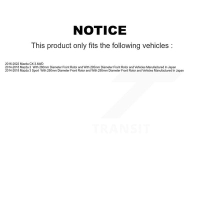 [Avant] Kit de disque (revêtu) et plaquette (semi-métallique) de frein pour Mazda 3 CX-3 Sport KGS-100493