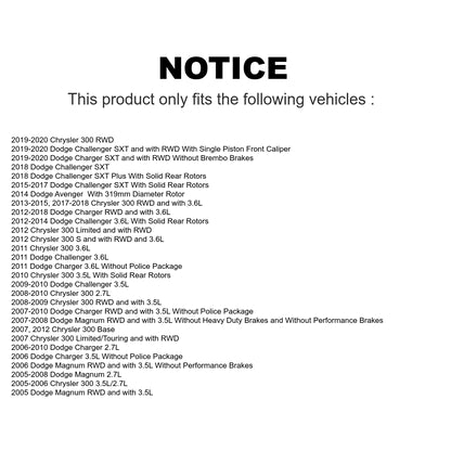 [Arrière] Kit de disque (revêtu) et plaquette (semi-métallique) de frein pour Dodge Charger Chrysler 300 Challenger Magnum Avenger KGS-101236