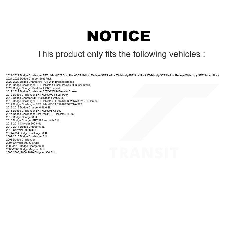 [Arrière] Kit de disque (revêtu) et plaquette (semi-métallique) de frein pour Dodge Charger Chrysler 300 Challenger Magnum KGS-101239