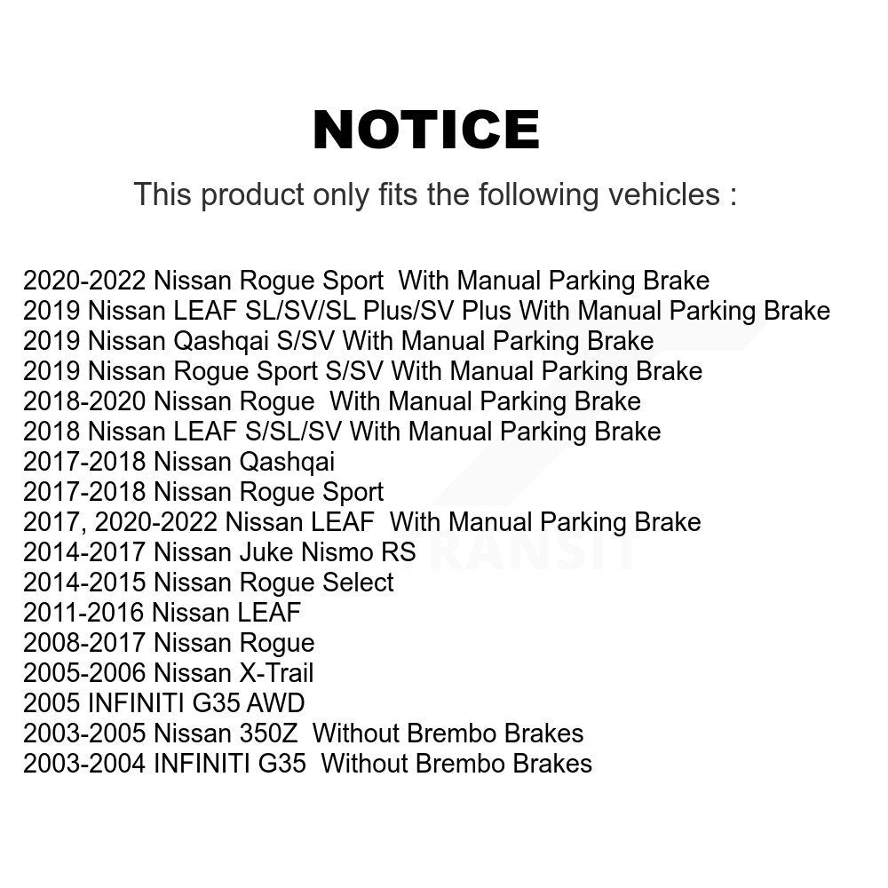 [Arrière] Kit de disque (revêtu) et plaquette (semi-métallique) de frein pour Nissan Rogue Sport INFINITI G35 Select LEAF Juke 350Z Qashqai X-Trail KGS-101313