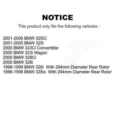 [Arrière] Kit de disque (revêtu) et plaquette (semi-métallique) de frein pour BMW 325i 325Ci 328i 323i 323Ci 328is 328Ci KGS-101316