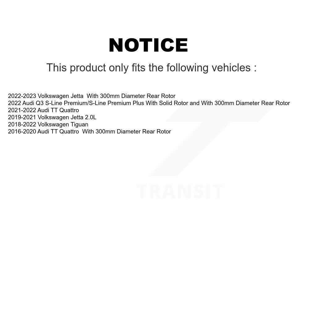 [Arrière] Kit de disque (revêtu) et plaquette (semi-métallique) de frein pour Volkswagen Tiguan Jetta Audi TT Quattro KGS-101694