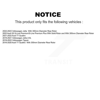 [Arrière] Kit de disque (revêtu) et plaquette (semi-métallique) de frein pour Volkswagen Tiguan Jetta Audi TT Quattro KGS-101694