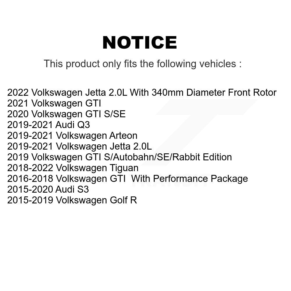 [Avant] Kit de disque (revêtu) et plaquette (semi-métallique) de frein pour Volkswagen Tiguan Jetta GTI Audi Golf R S3 Q3 Arteon KGS-101932