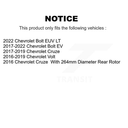 [Avant + Arrière] Kit de disque (revêtu) et plaquette (semi-métallique) de frein pour Chevrolet Cruze Volt Bolt EV EUV KGS-101939