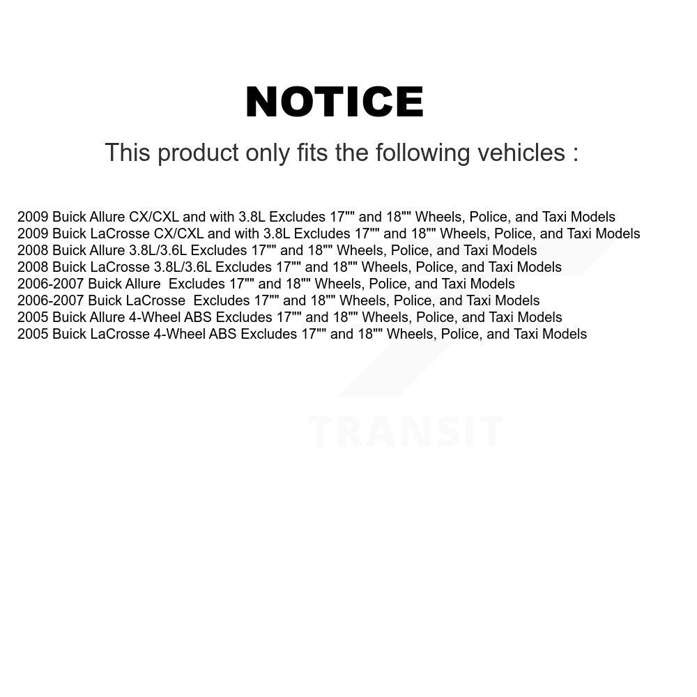 [Avant] Kit d'ensemble de jambe de suspension avec ressort hélicoïdal pour Buick LaCrosse Allure Excludes 17" 18" Wheels Police Taxi Models KM-100014