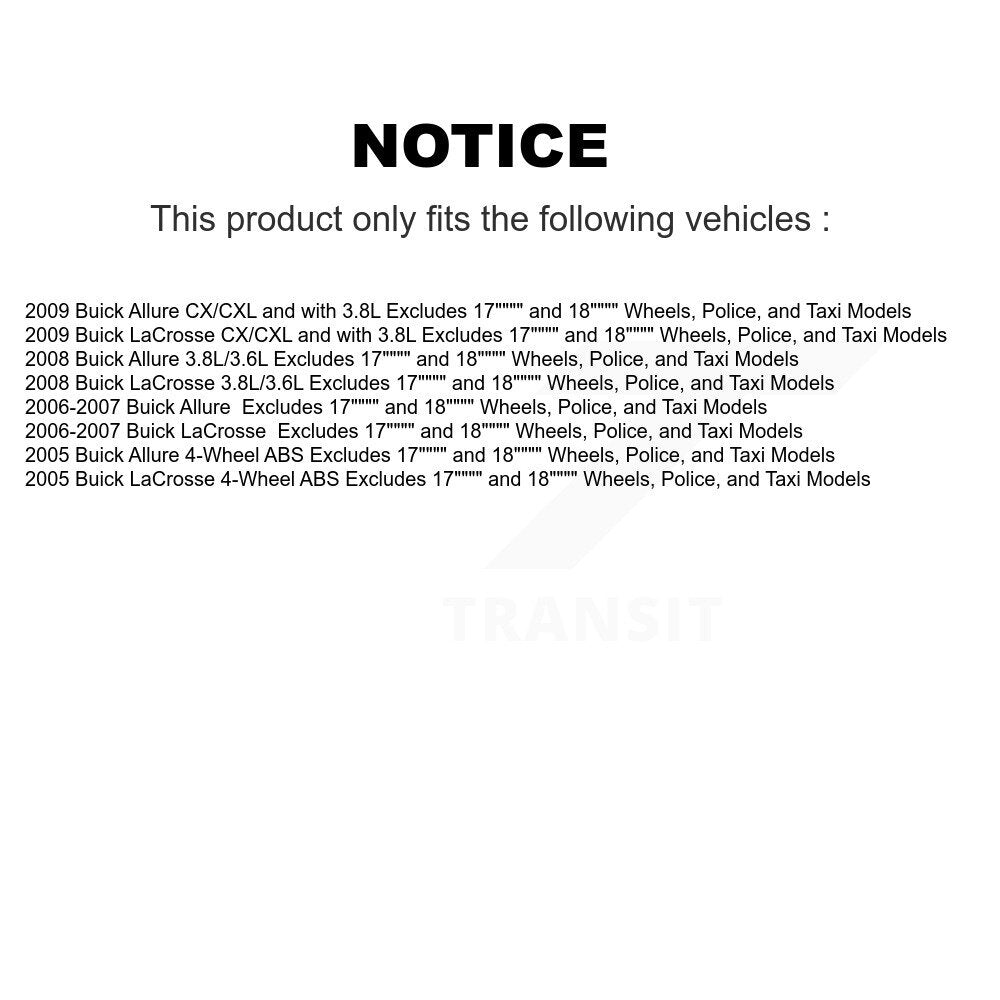 [Avant] Kit d'ensemble de jambe de suspension avec ressort hélicoïdal pour Buick LaCrosse Allure Excludes 17" 18" Wheels Police Taxi Models KM-100014