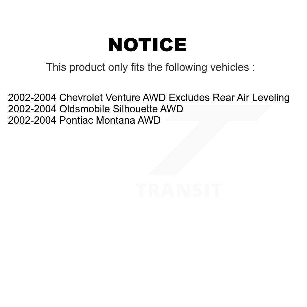 [Avant] Kit d'ensemble de jambe de suspension avec ressort hélicoïdal pour 2002-2004 Chevrolet Venture Pontiac Montana Oldsmobile Silhouette AWD KM-100192