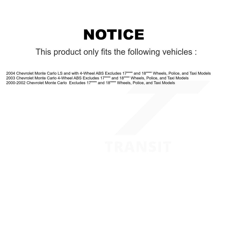 [Avant] Kit d'ensemble de jambe de suspension avec ressort hélicoïdal pour Chevrolet Monte Carlo Excludes 17" 18" Wheels Police Taxi Models KM-100245