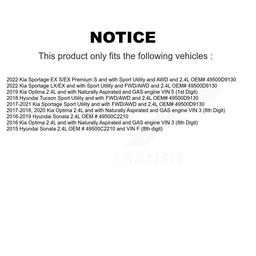 [Avant Gauche] Arbre de transmission CV pour Hyundai Sonata Kia Optima KN7-100012