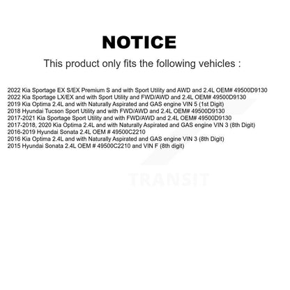 [Avant Gauche] Arbre de transmission CV pour Hyundai Sonata Kia Optima KN7-100012